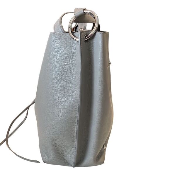 Rebecca Minkoff Megan Gray Leather Adjustable Strap Crossbody Bucket Bag - Picture 3 of 12